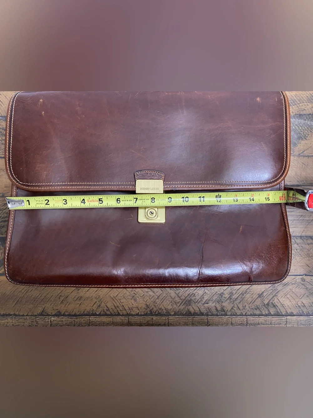 Henry Louis Classic Brown Leather Briefcase - Men's Professional Work Bag